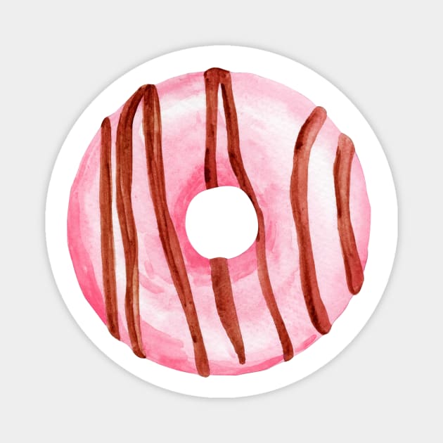 Pink round donut Magnet by DreamLoudArt